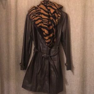 Centigrade Brown Leather 3/4 Length Coat